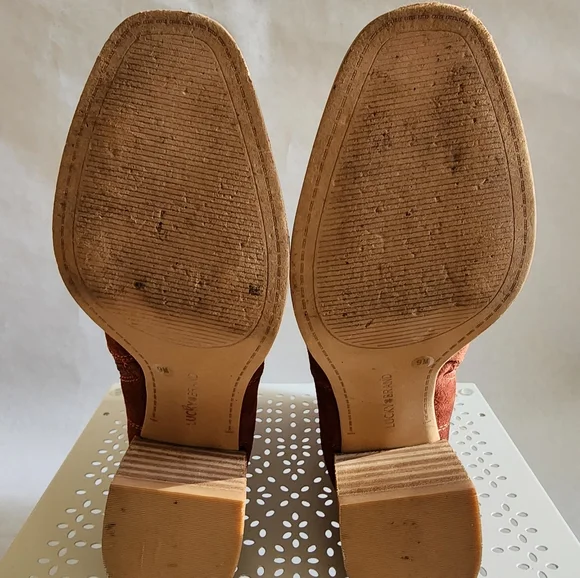 Lucky Brand Burgundy Brown Suede Zip-up Ankle Boots Sz 9 - Picture 9 of 13